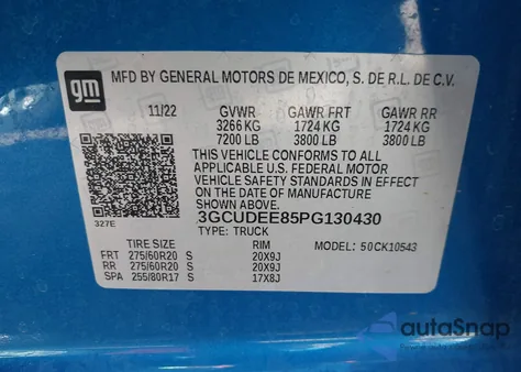 2023 Chevrolet Silverado 1500 4Wd Short Bed Rst from USA, damaged, VIN 3GCUDEE85PG130430
